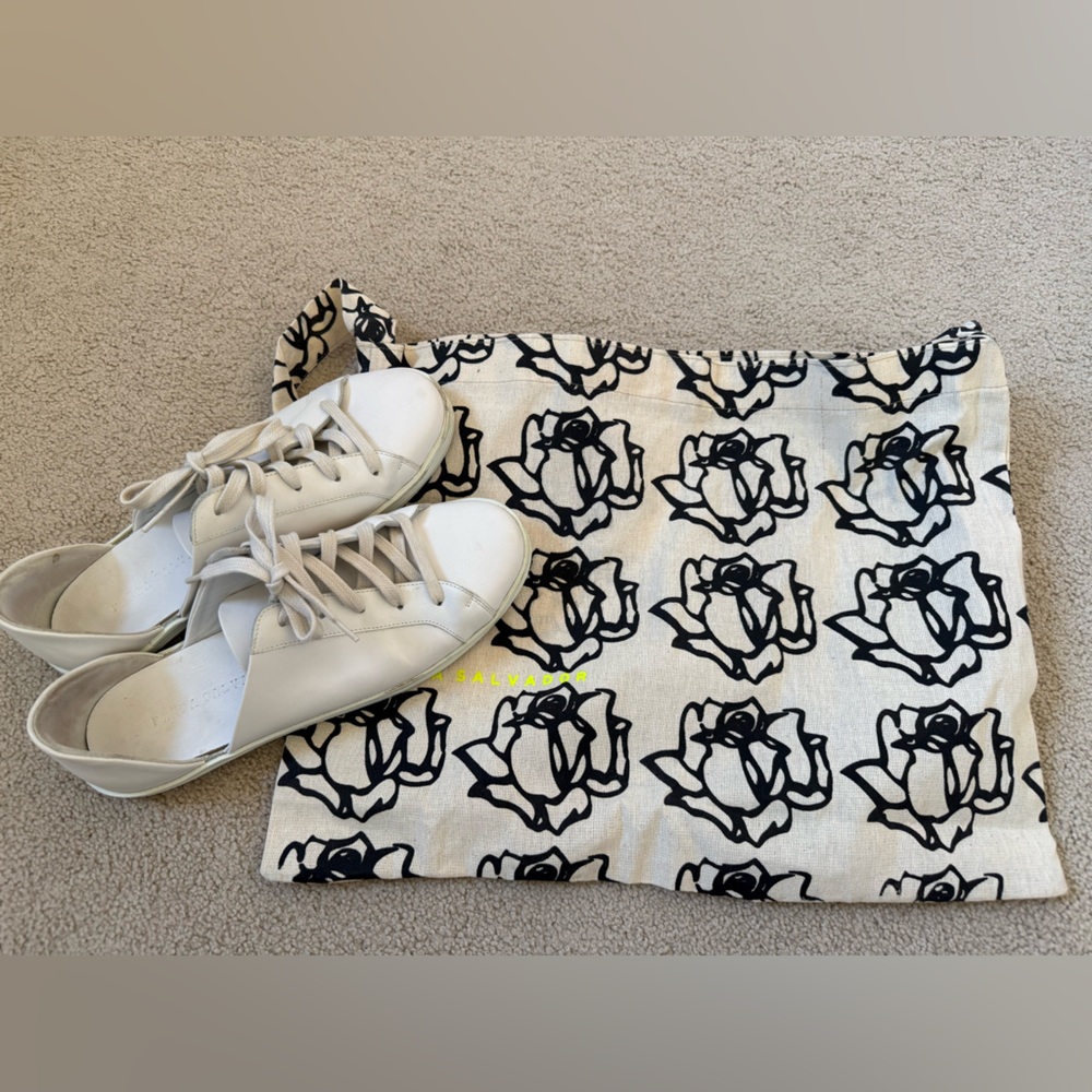 Frida Salvador Eda D’Orsay Sneaker Size 8.5 White Italian Leather With Dust Bag